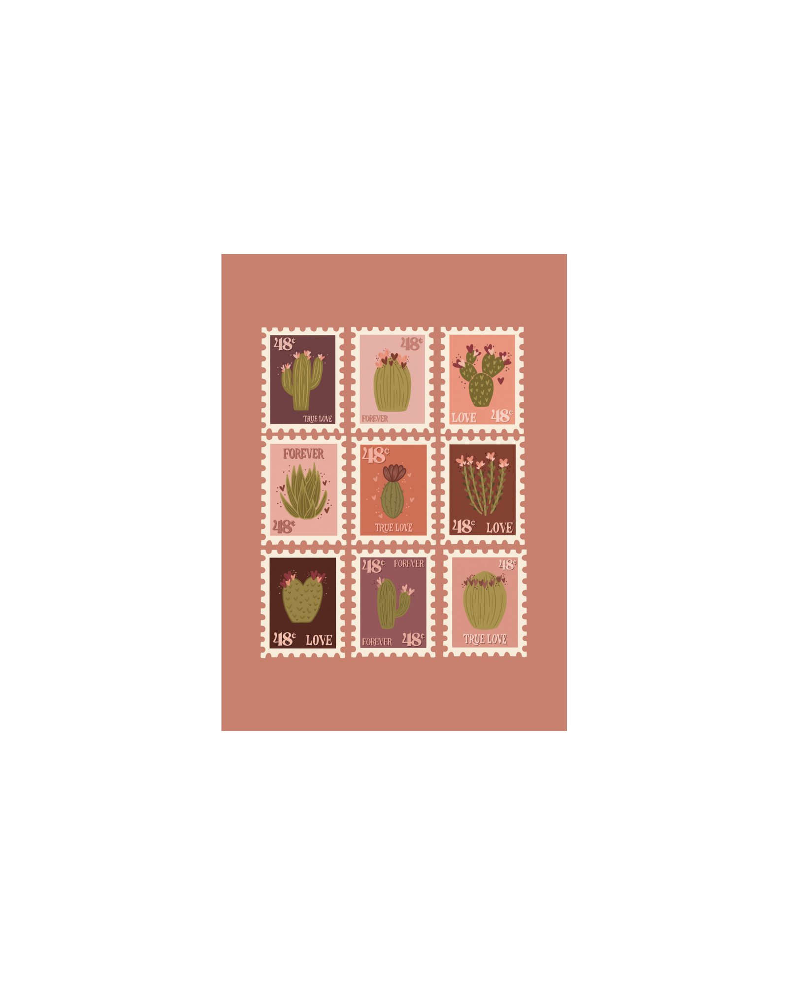 Sending Love Stamps Art Print - 5 x 7, 8 x 10, 11 x 14