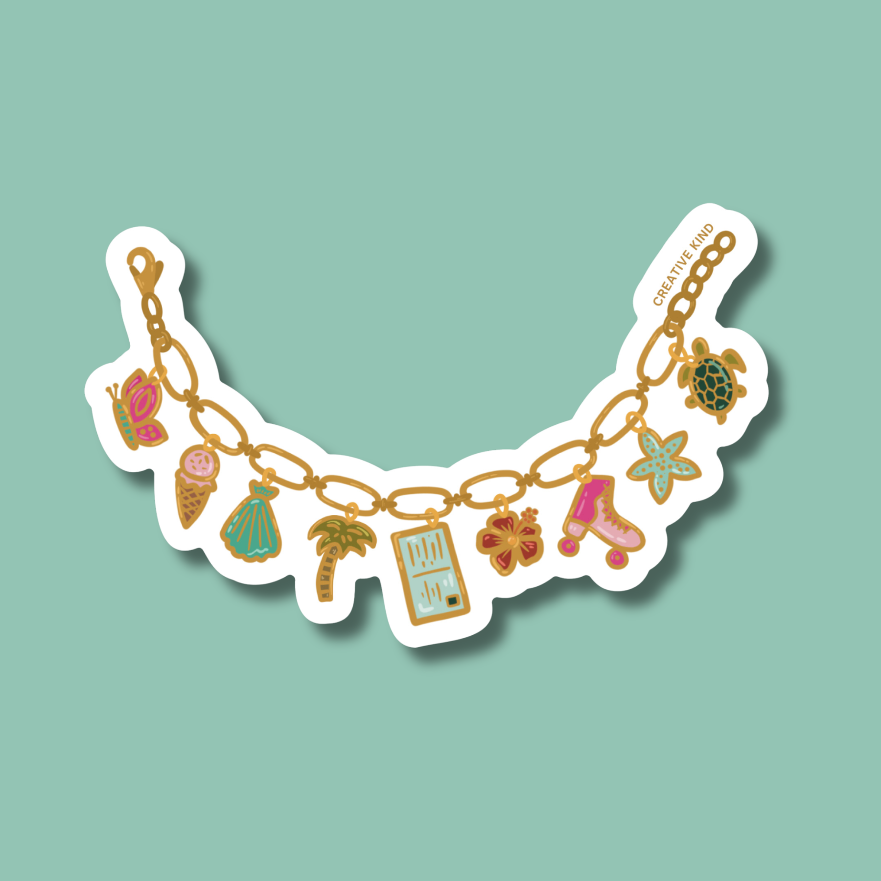 Beach Charm Bracelet Vinyl Sticker