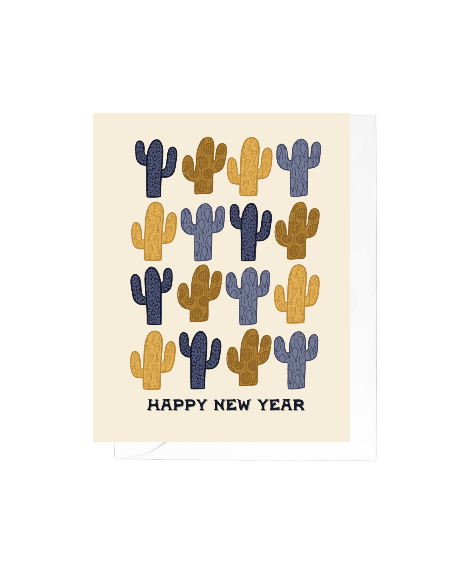 16 Cacti Happy New Year Greeting Card