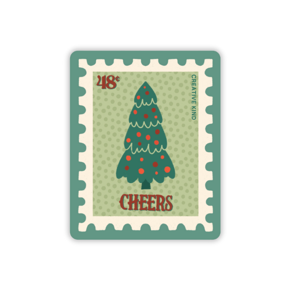 Cheers Christmas Tree Stamp Vinyl Sticker