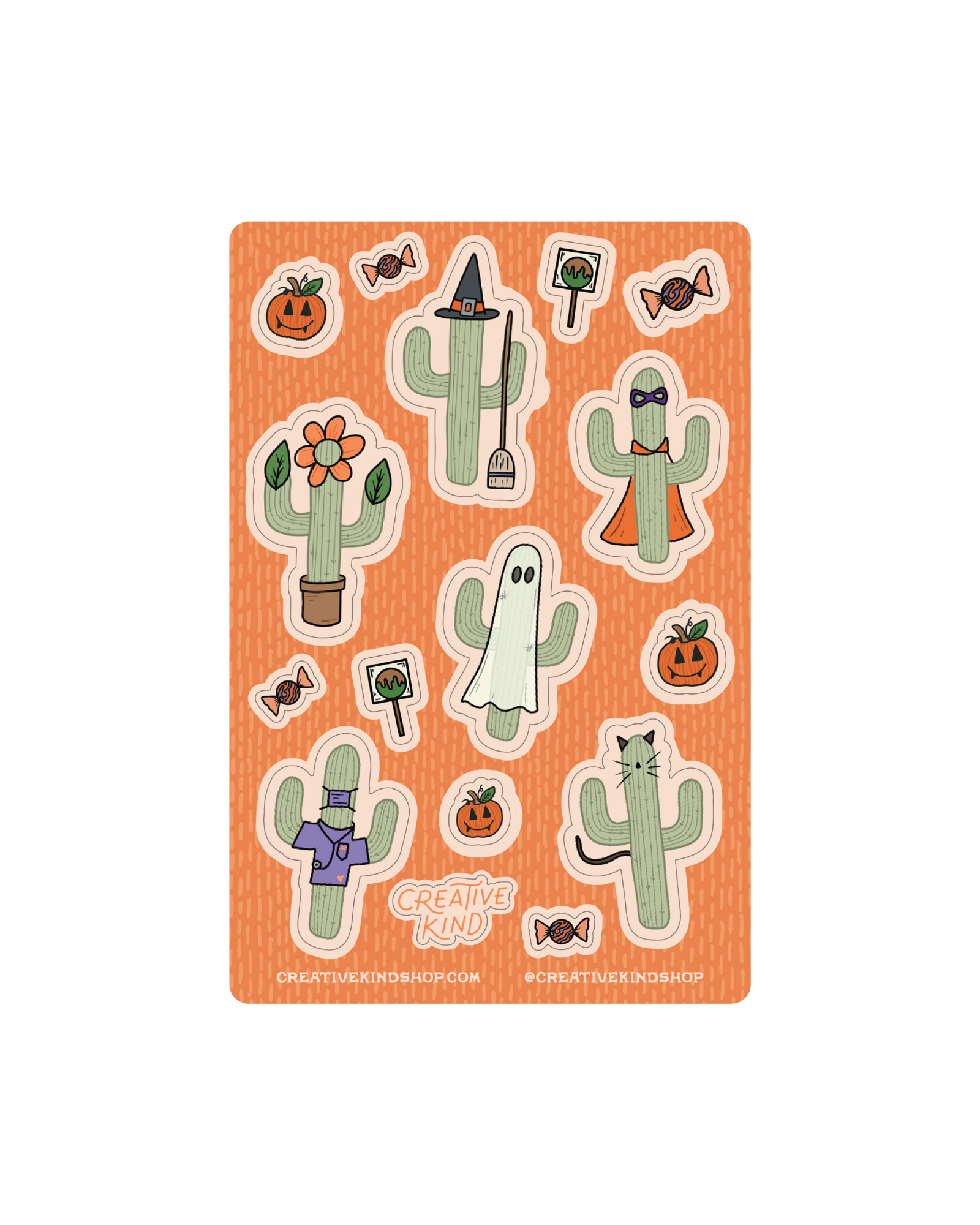 Happy Halloween Cacti Vinyl Stickers Sheet