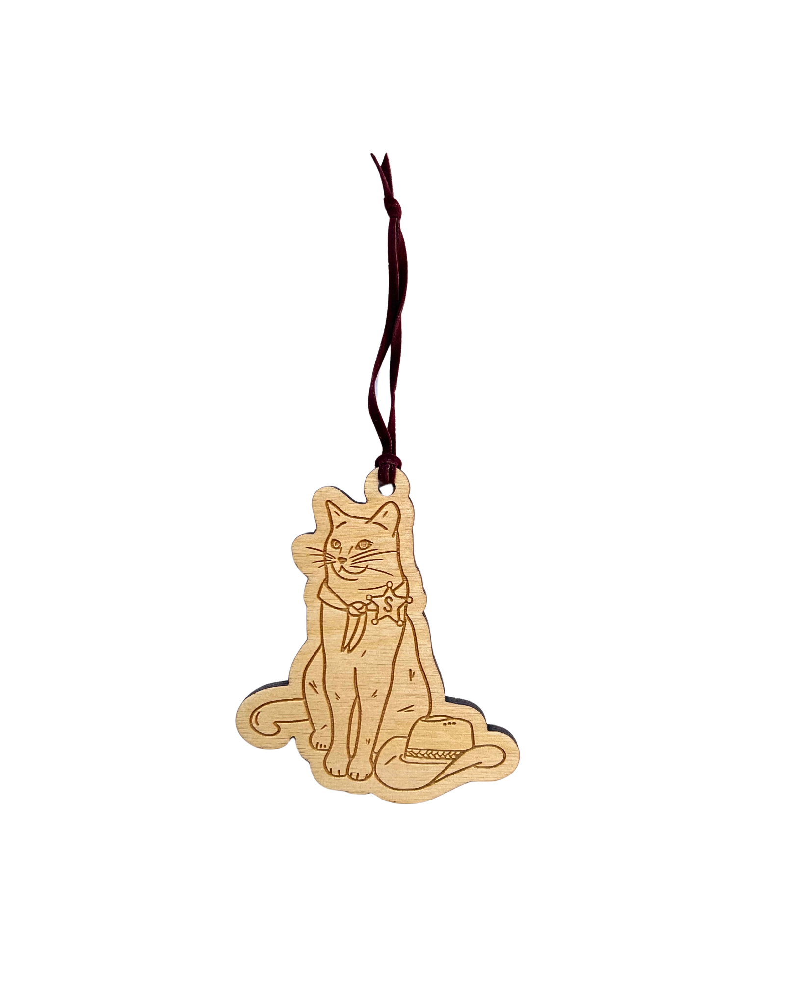 Sheriff Cat Wood Ornament