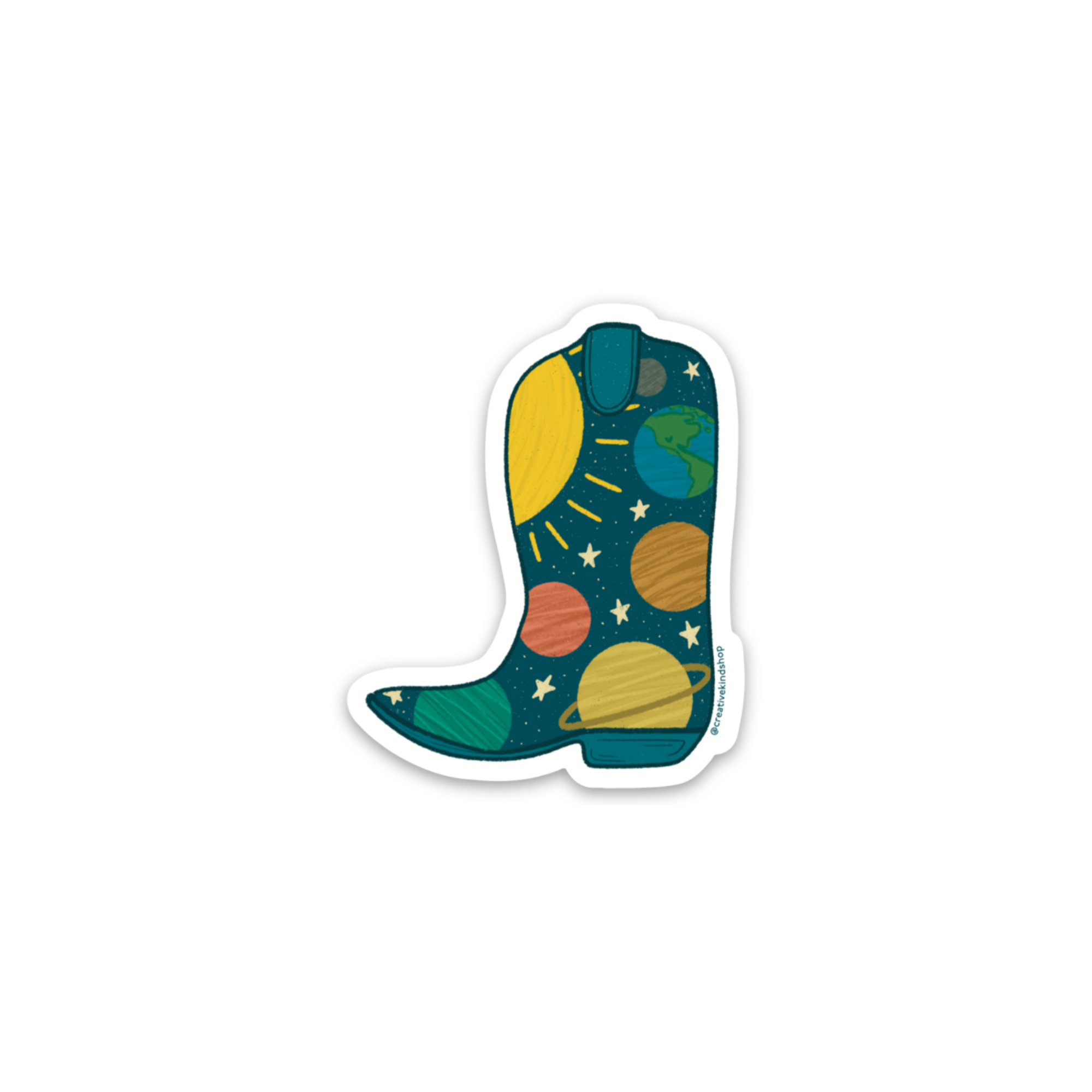 Space Cowboy Boot Vinyl Sticker