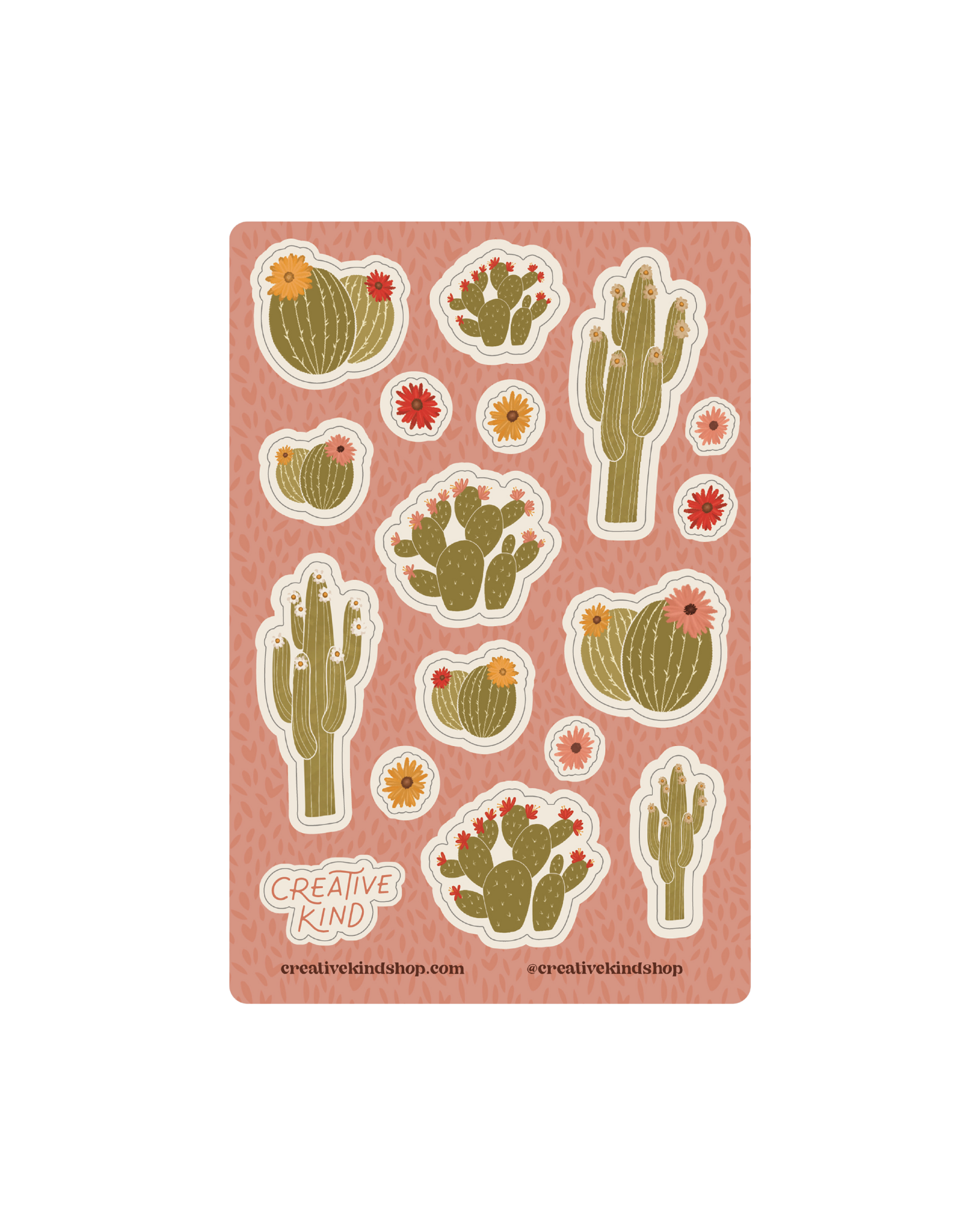 Spring Cactus Vinyl Stickers Sheet