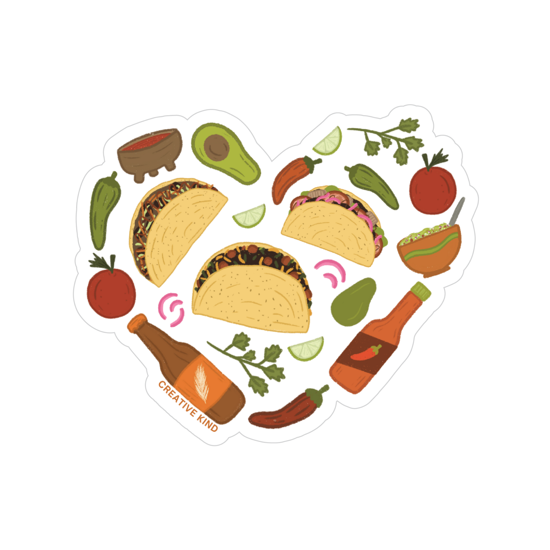 Taco Heart Vinyl Sticker (Clear Backing)