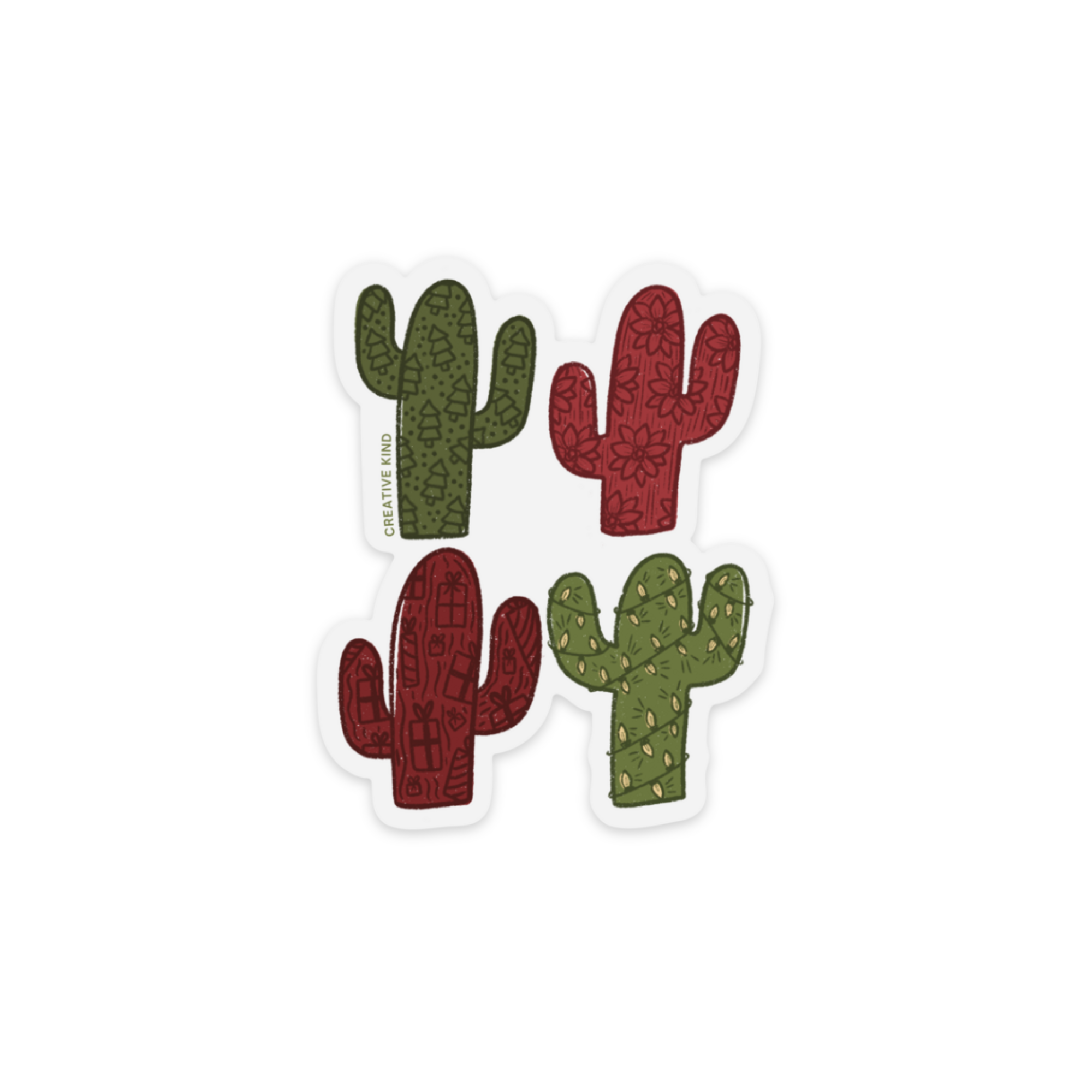 Christmas Cactus Quartet Clear Backing Vinyl Sticker